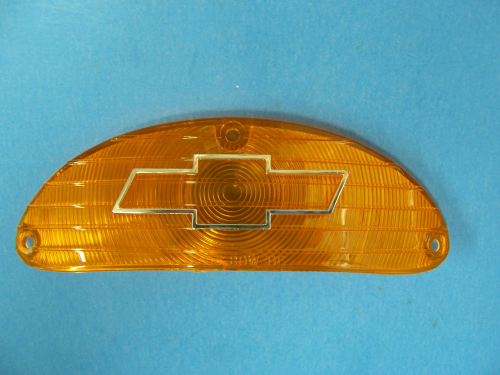 1955 Parking Light Lens Chrome Bowtie (Amber)