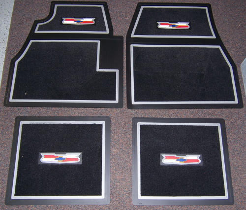 1955-57 Custom Floor Mat Set w/ Crest Logo (Carpet)  Blue